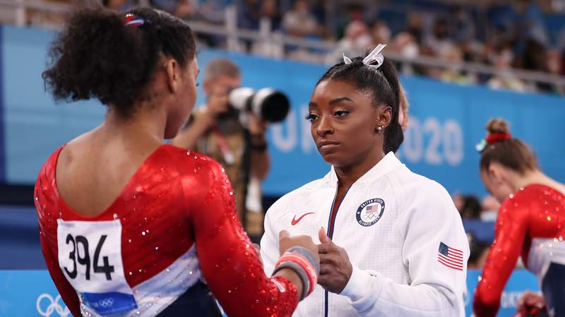 With Simone Biles out, U.S. women's gymnastics team wins silver behind Russian Olympic Committee