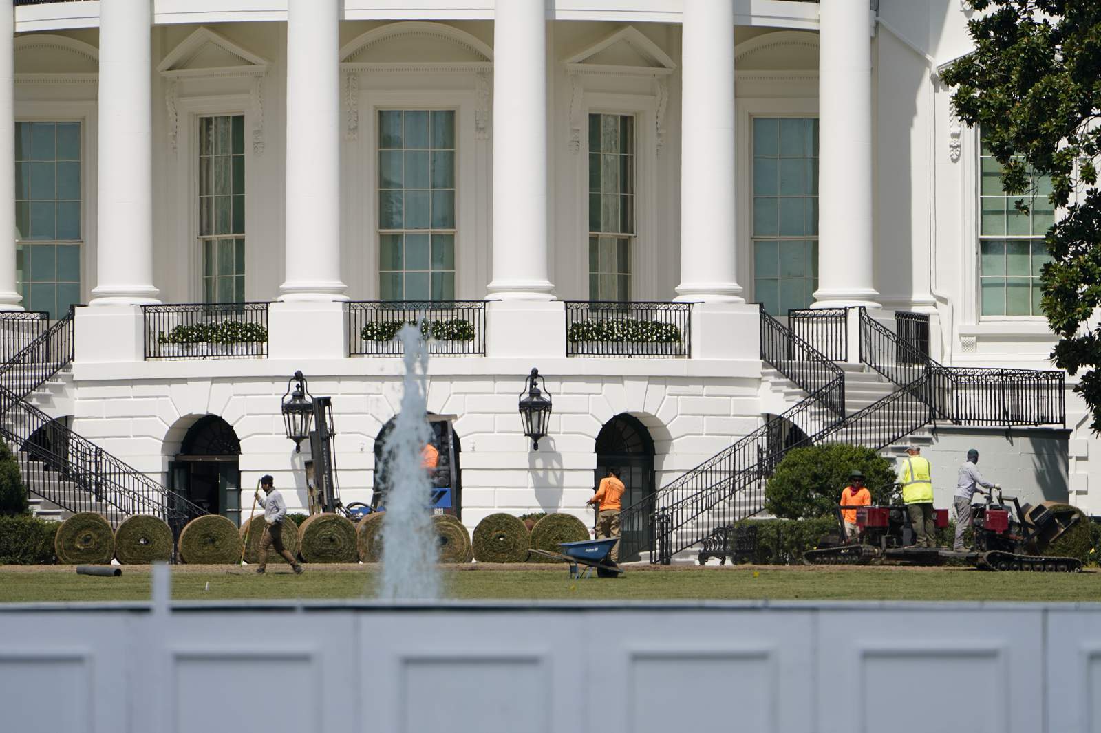 South Lawn, Rose Garden under repair post-convention