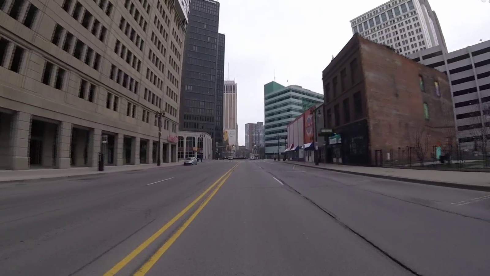 VIDEO: Take a drive through eerily empty Downtown Detroit amid coronavirus