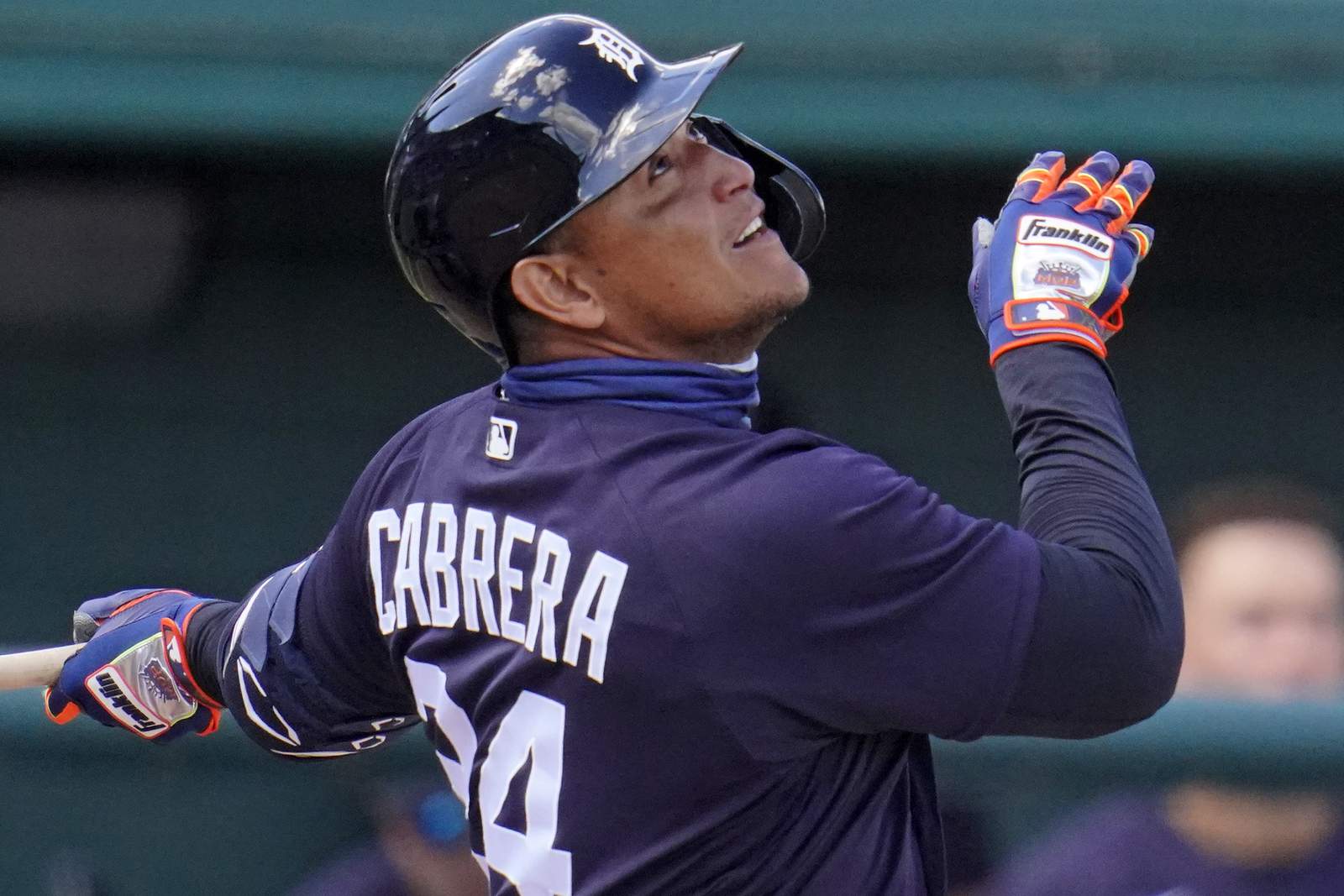 Miguel Cabrera hits home run through snow, slides into second base in first at-bat of 2021