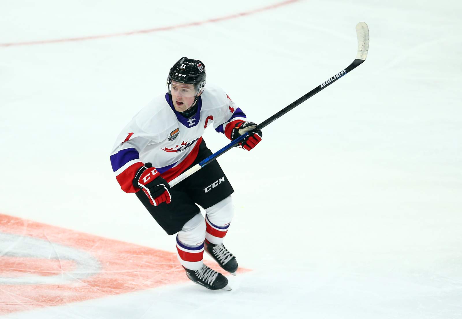 HAMILTON, ON - JANUARY 16:  Alexis Lafreniere #11 of Team White skates during the 2020 CHL/NHL Top Prospects Game against Team Red at FirstOntario Centre on January 16, 2020 in Hamilton, Canada.  (Photo by Vaughn Ridley/Getty Images)