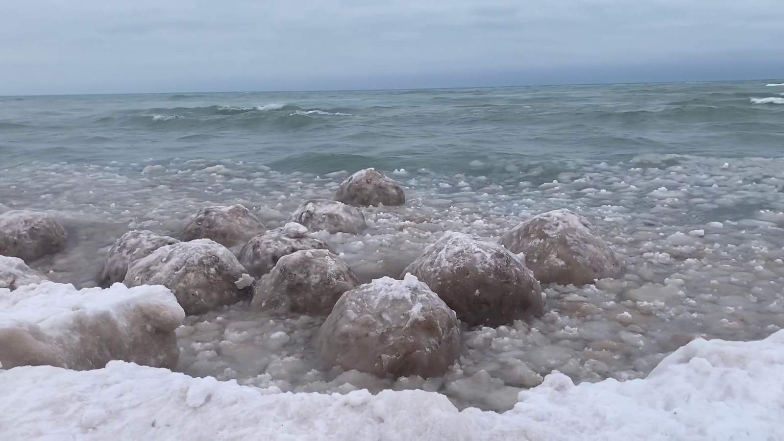 Video shows incredible spheres of ice forming on Lake Michigan