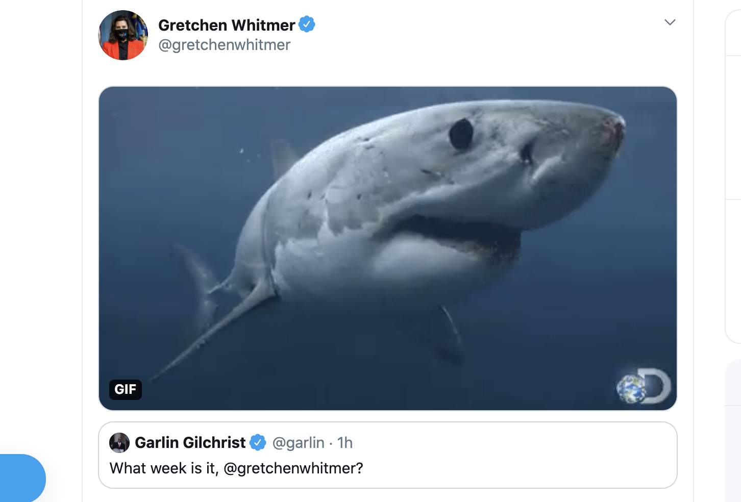 Michigan Gov. Whitmer owns explicit ‘Shark Week’ line with shark tweet