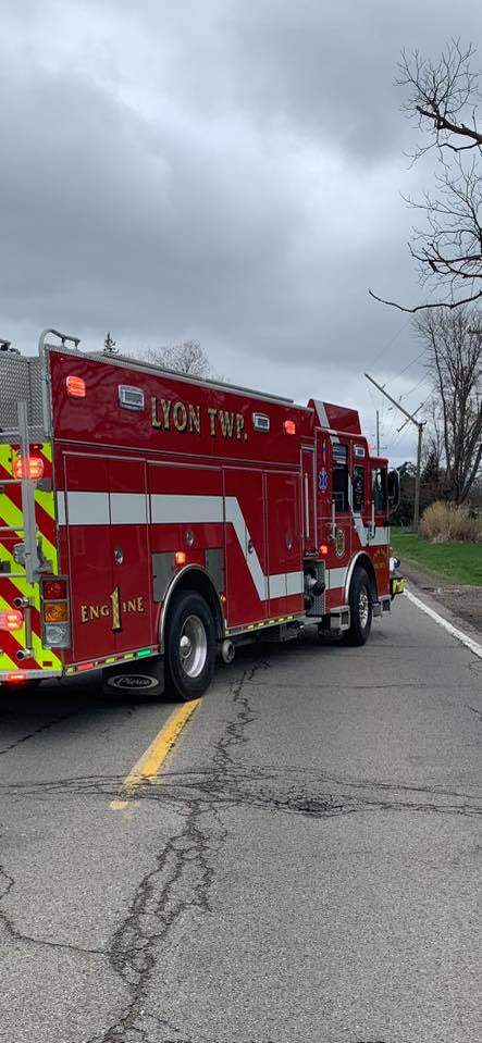 Broken electrical pole closes Pontiac Trail west of New Hudson Airport in Lyon Township