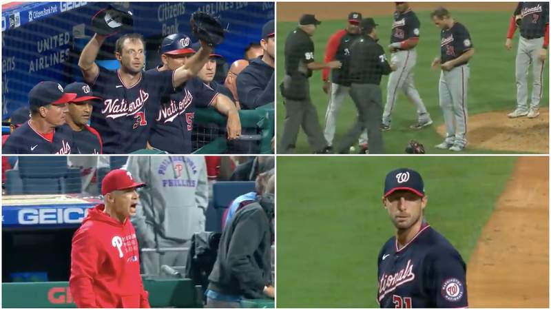 Max Scherzer starts angrily undressing, gets opposing manager ejected over new substance check rule