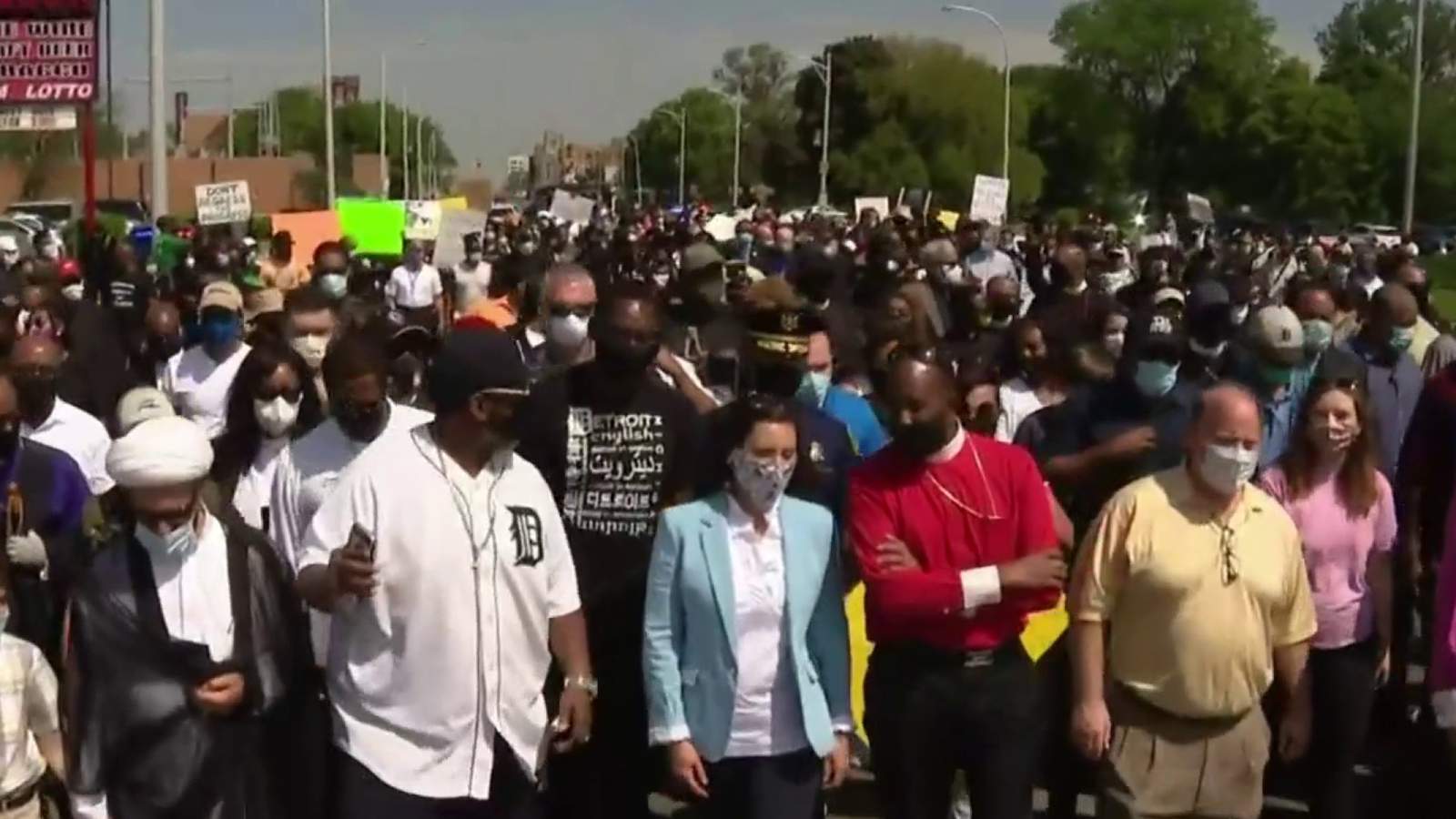 Gov. Whitmer, Mayor Duggan join unity march through Detroit in honor of George Floyd
