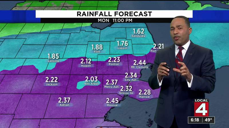 Metro Detroit weather: Rain here to stay this evening, tonight and tomorrow