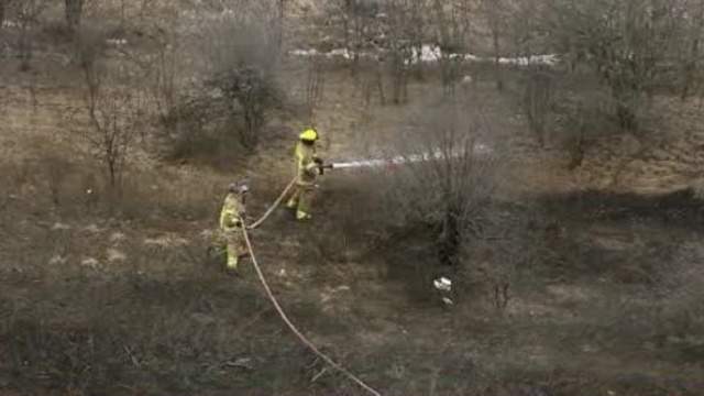 Firefighters douse brush fires along I-75 in Auburn Hills
